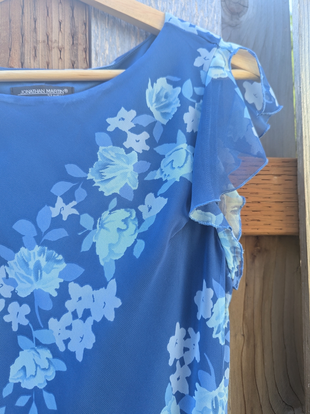 Vintage Y2K jonathan martin Blue Diagonal Floral Maxi Dress - Picture 4 of 4